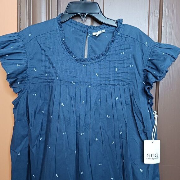 A.N.A. Women's Blue Baby Doll Plus size 0X Top - Picture 3 of 9